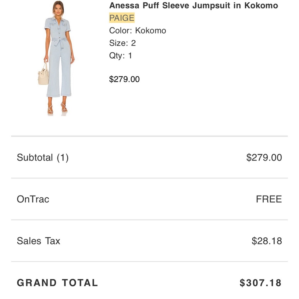 Paige Anessa puff sleeve jumpsuit.